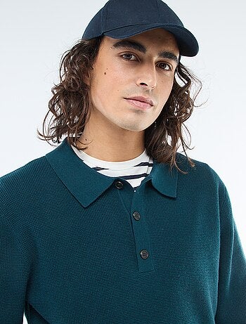 Jersey de punto gofrado con cuello polo