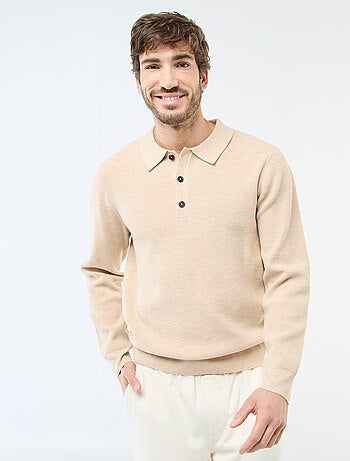 Jersey de punto gofrado con cuello polo