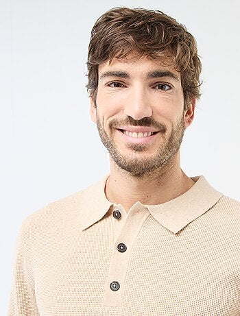 Jersey de punto gofrado con cuello polo