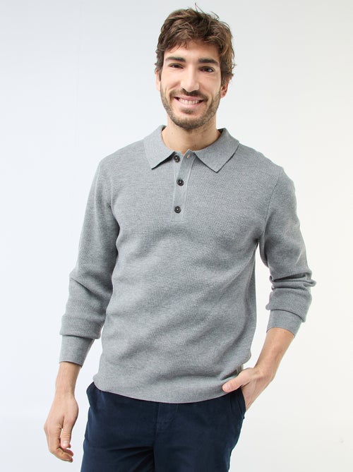 Jersey de punto gofrado con cuello polo - Kiabi