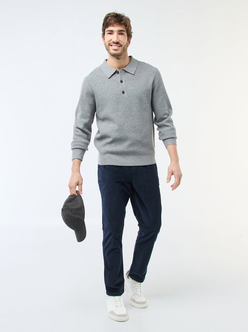 Jersey de punto gofrado con cuello polo - Kiabi