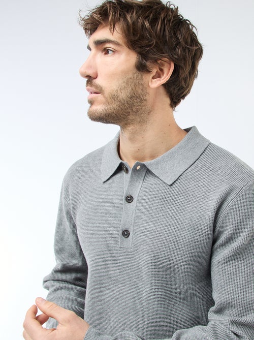 Jersey de punto gofrado con cuello polo - Kiabi