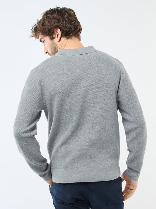Jersey de punto gofrado con cuello polo - Kiabi