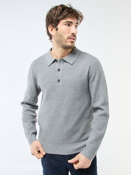 Jersey de punto gofrado con cuello polo - Kiabi