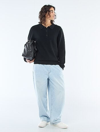 Jersey de punto gofrado con cuello polo