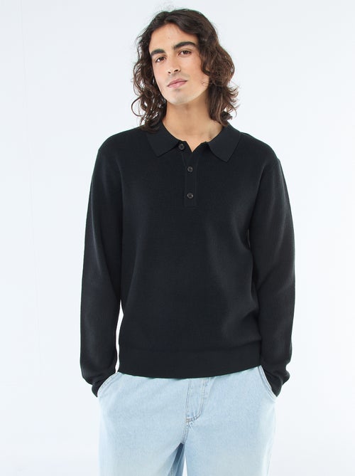 Jersey de punto gofrado con cuello polo - Kiabi