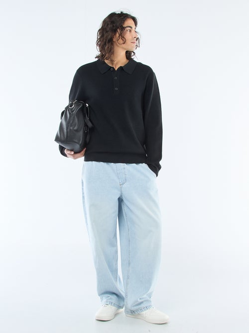 Jersey de punto gofrado con cuello polo - Kiabi