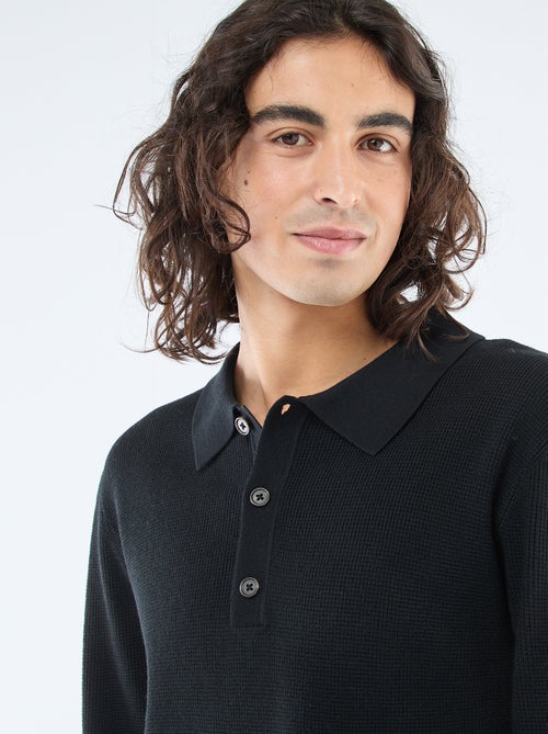 Jersey de punto gofrado con cuello polo - Kiabi