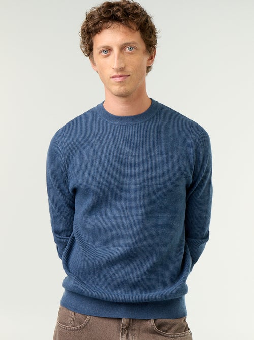 Jersey de punto gofrado con cuello redondo - Kiabi Jersey de punto gofrado con cuello redondo - Kiabi