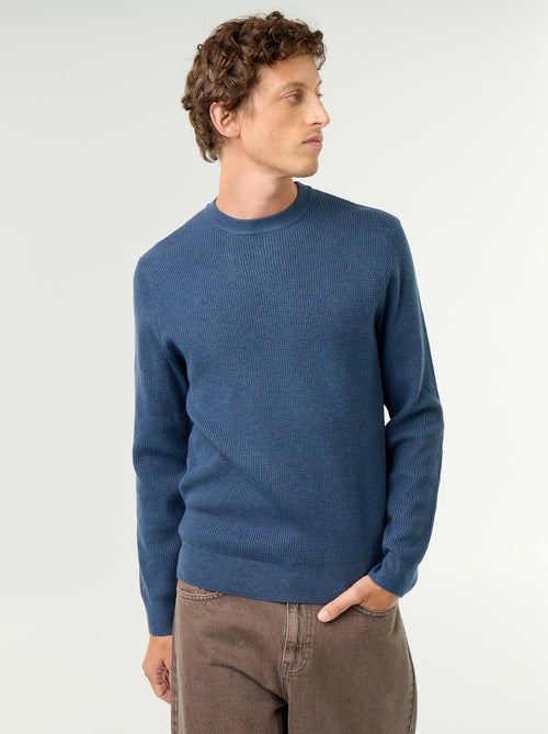 Jersey de punto gofrado con cuello redondo - Kiabi Jersey de punto gofrado con cuello redondo - Kiabi