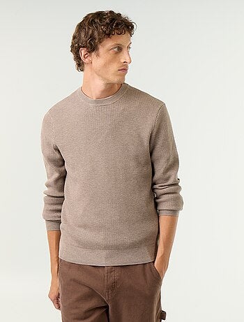 Jersey de punto gofrado con cuello redondo