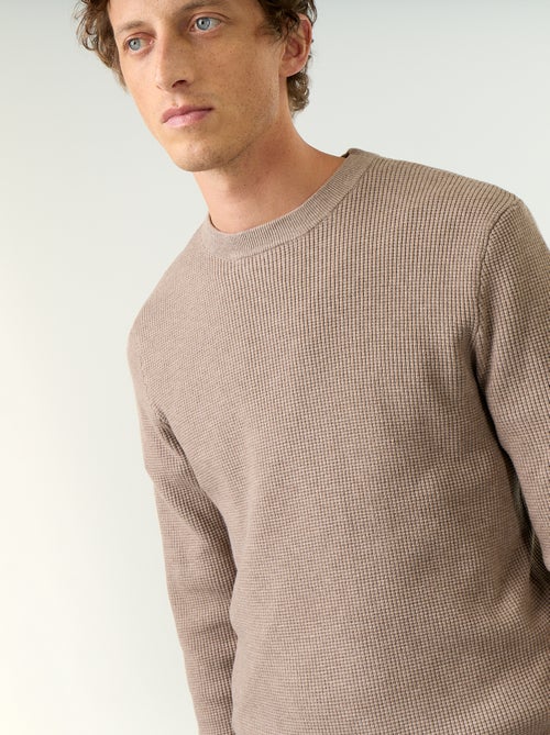 Jersey de punto gofrado con cuello redondo - Kiabi Jersey de punto gofrado con cuello redondo - Kiabi