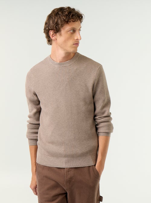 Jersey de punto gofrado con cuello redondo - Kiabi Jersey de punto gofrado con cuello redondo - Kiabi