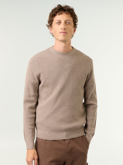 Jersey de punto gofrado con cuello redondo - Kiabi Jersey de punto gofrado con cuello redondo - Kiabi