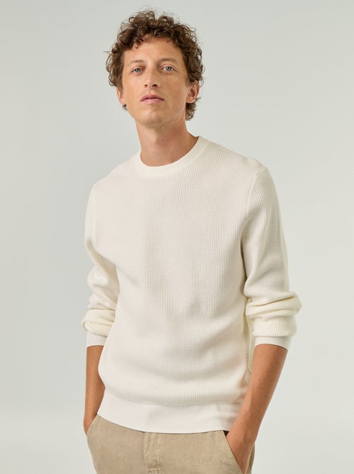 Jersey de punto gofrado con cuello redondo - Kiabi Jersey de punto gofrado con cuello redondo - Kiabi