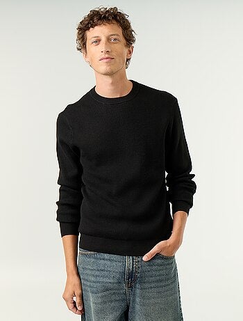 Jersey de punto gofrado con cuello redondo