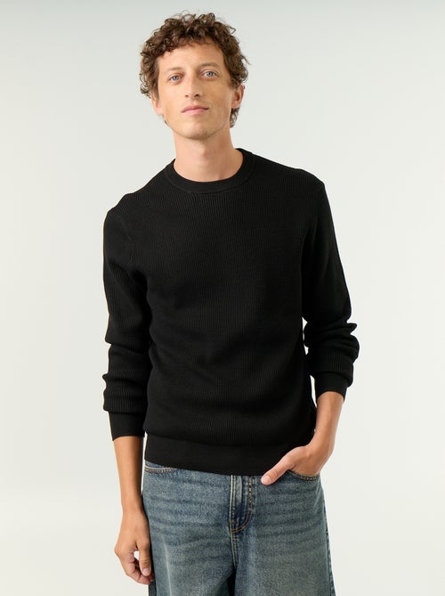 Jersey de punto gofrado con cuello redondo - Kiabi Jersey de punto gofrado con cuello redondo - Kiabi