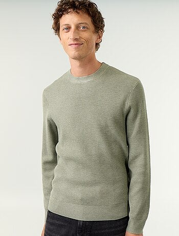 Jersey de punto gofrado con cuello redondo