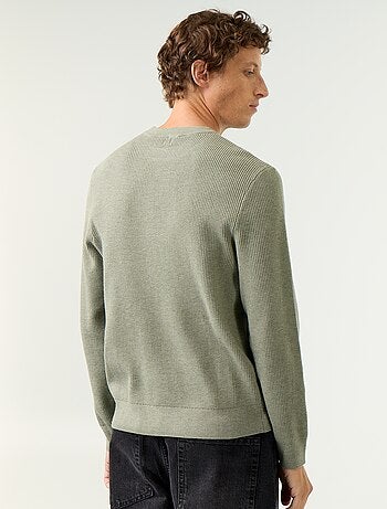 Jersey de punto gofrado con cuello redondo