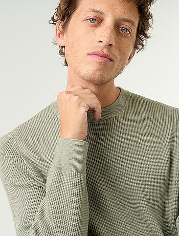 Jersey de punto gofrado con cuello redondo