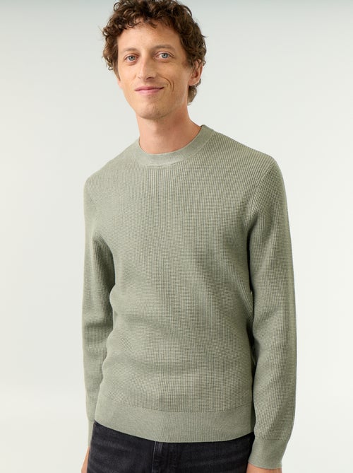 Jersey de punto gofrado con cuello redondo - Kiabi Jersey de punto gofrado con cuello redondo - Kiabi