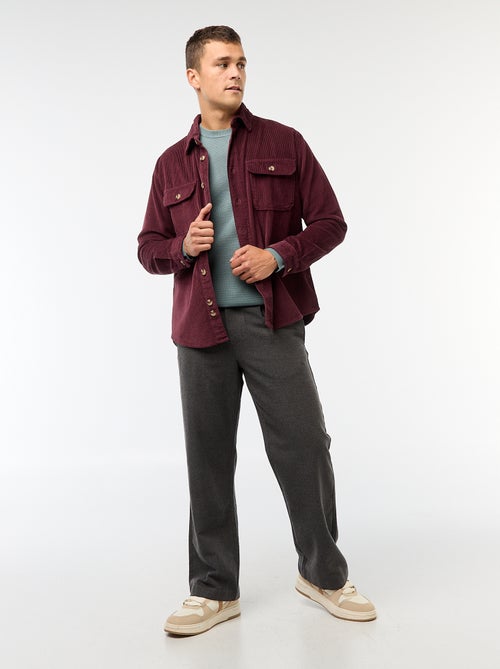 Jersey de punto gofrado liso con cuello redondo - Kiabi