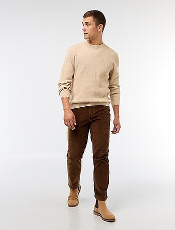 Jersey liso con cuello redondo y textura gofrada