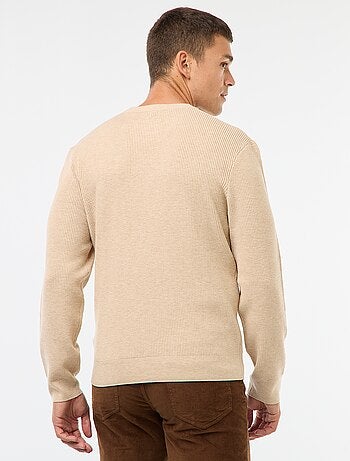 Jersey liso con cuello redondo y textura gofrada