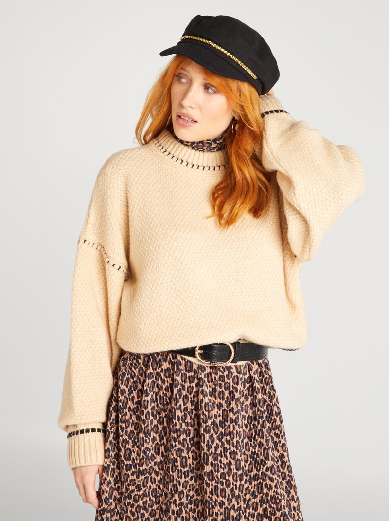 Jersey de punto grueso BEIGE - Kiabi