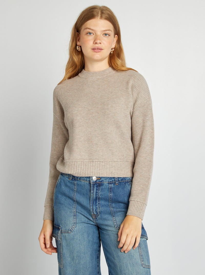 Jersey de punto grueso BEIGE - Kiabi
