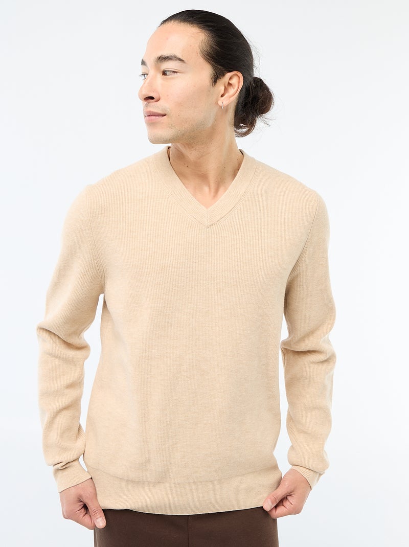 Jersey de punto grueso Beige - Kiabi