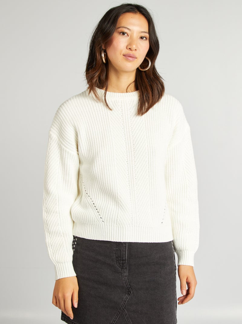 Jersey de punto grueso BLANCO - Kiabi