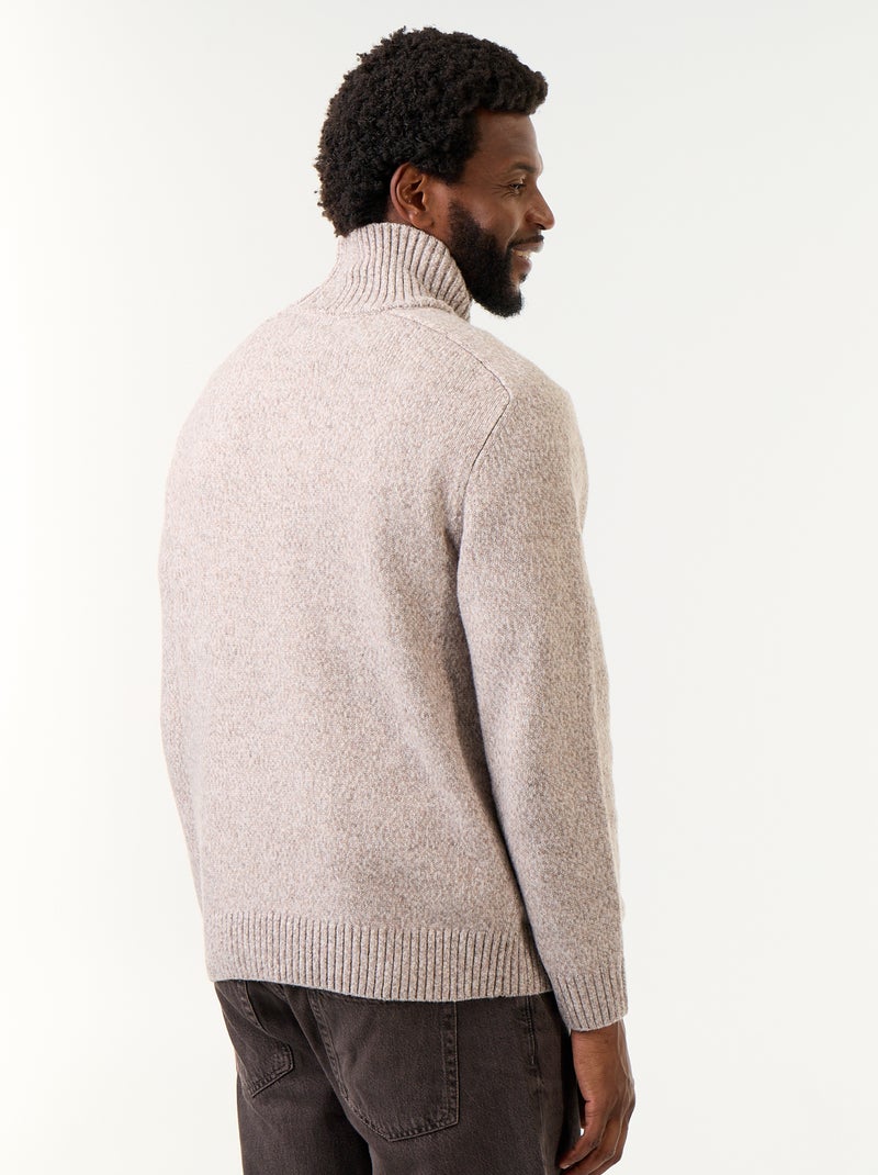 Jersey de punto grueso con cuello alto Beige - Kiabi