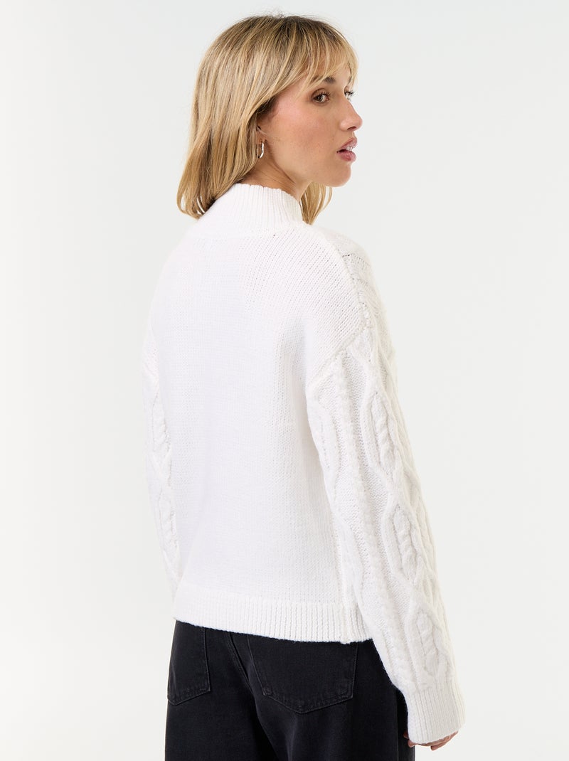 Jersey de punto grueso con cuello alto Blanco - Kiabi