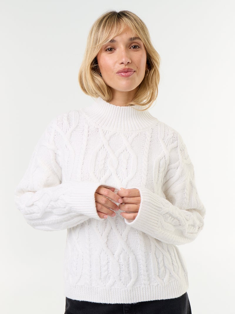 Jersey de punto grueso con cuello alto Blanco - Kiabi
