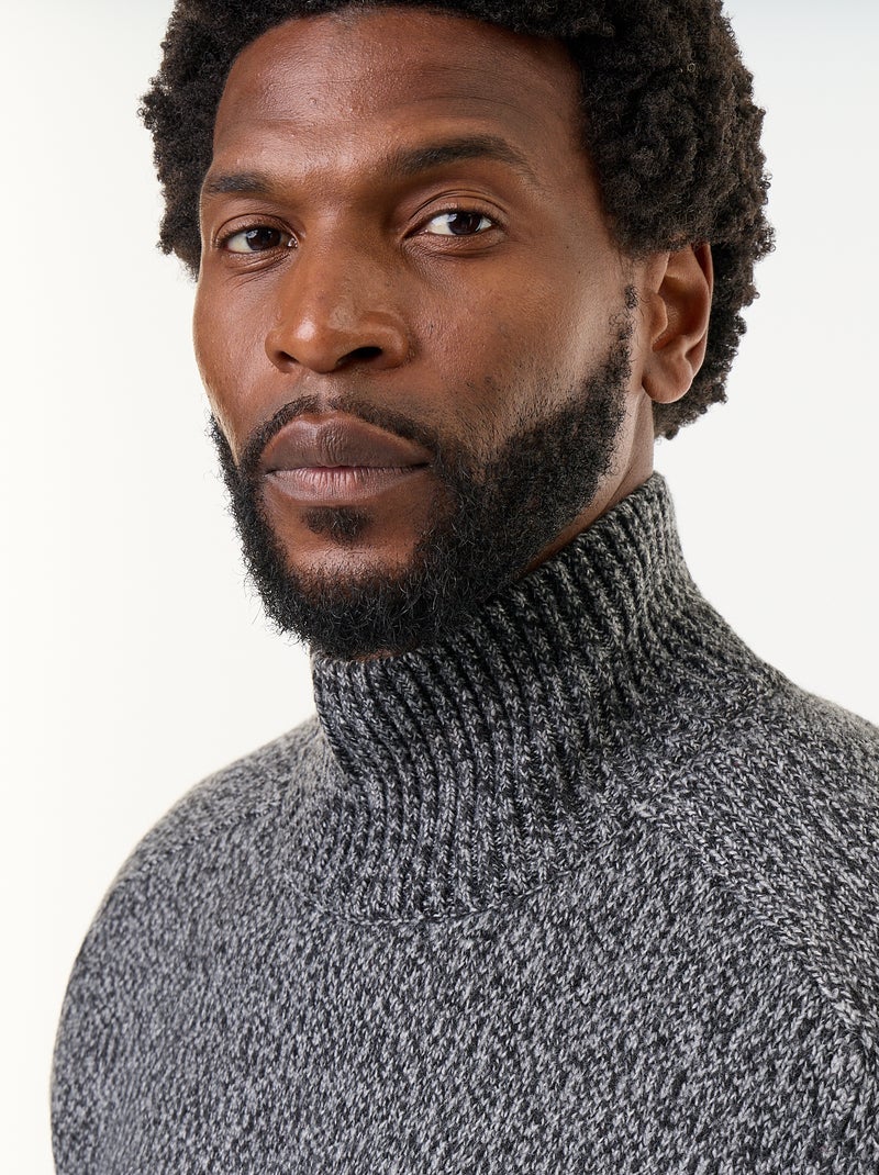 Jersey de punto grueso con cuello alto Gris - Kiabi