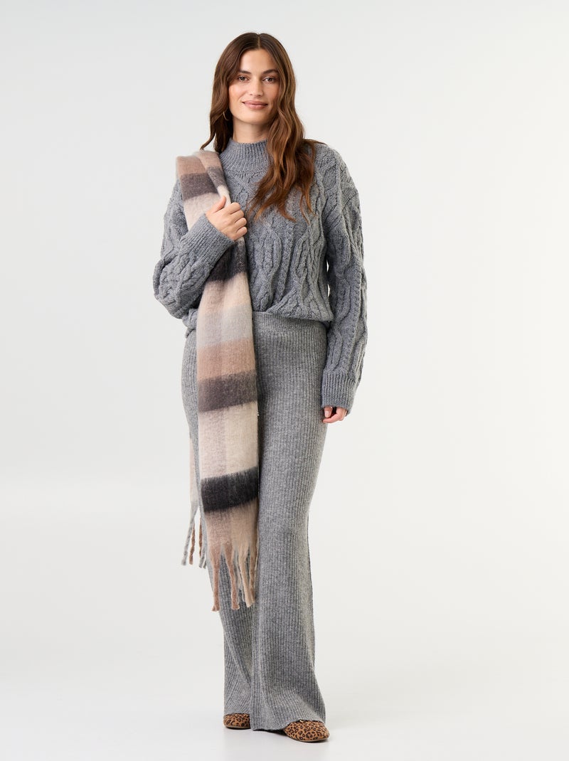 Jersey de punto grueso con cuello alto Gris - Kiabi