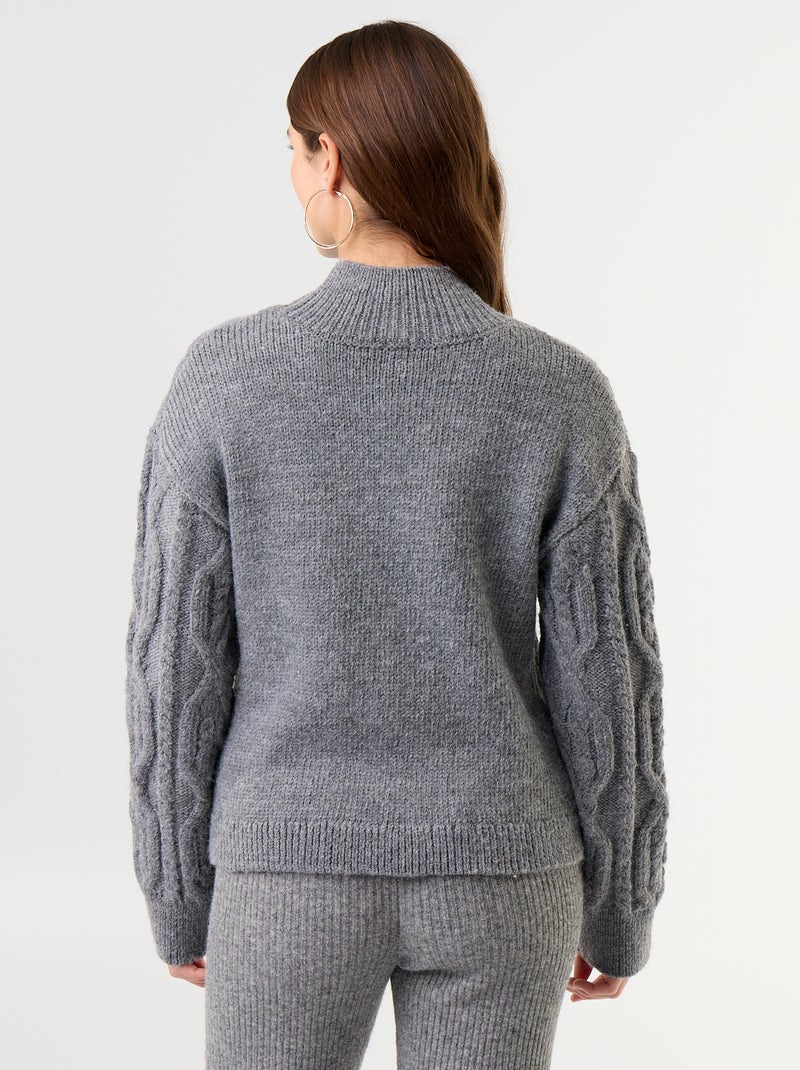 Jersey de punto grueso con cuello alto Gris - Kiabi