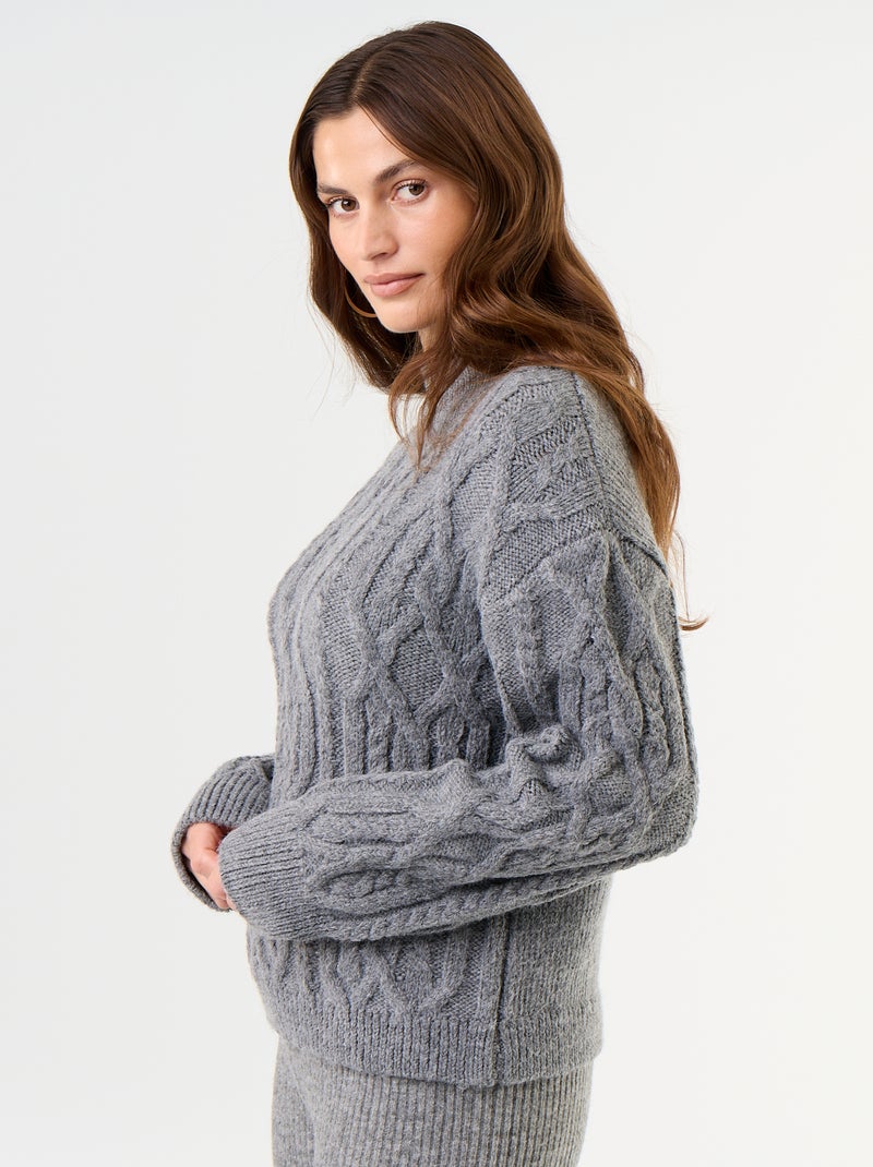 Jersey de punto grueso con cuello alto Gris - Kiabi