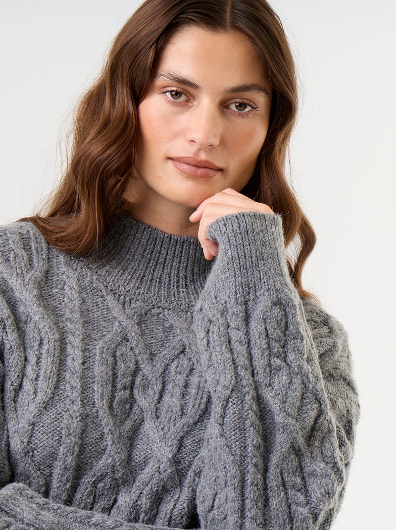 Jersey de punto grueso con cuello alto Gris - Kiabi