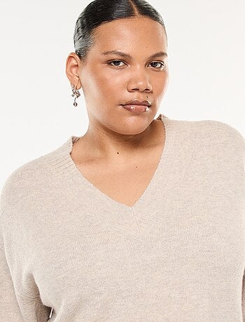 Jersey de punto grueso con cuello en V