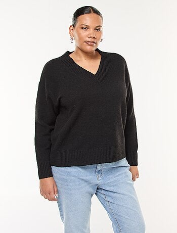 Jersey de punto grueso con cuello en V
