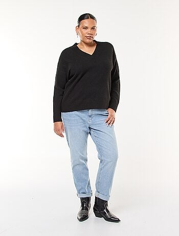 Jersey de punto grueso con cuello en V