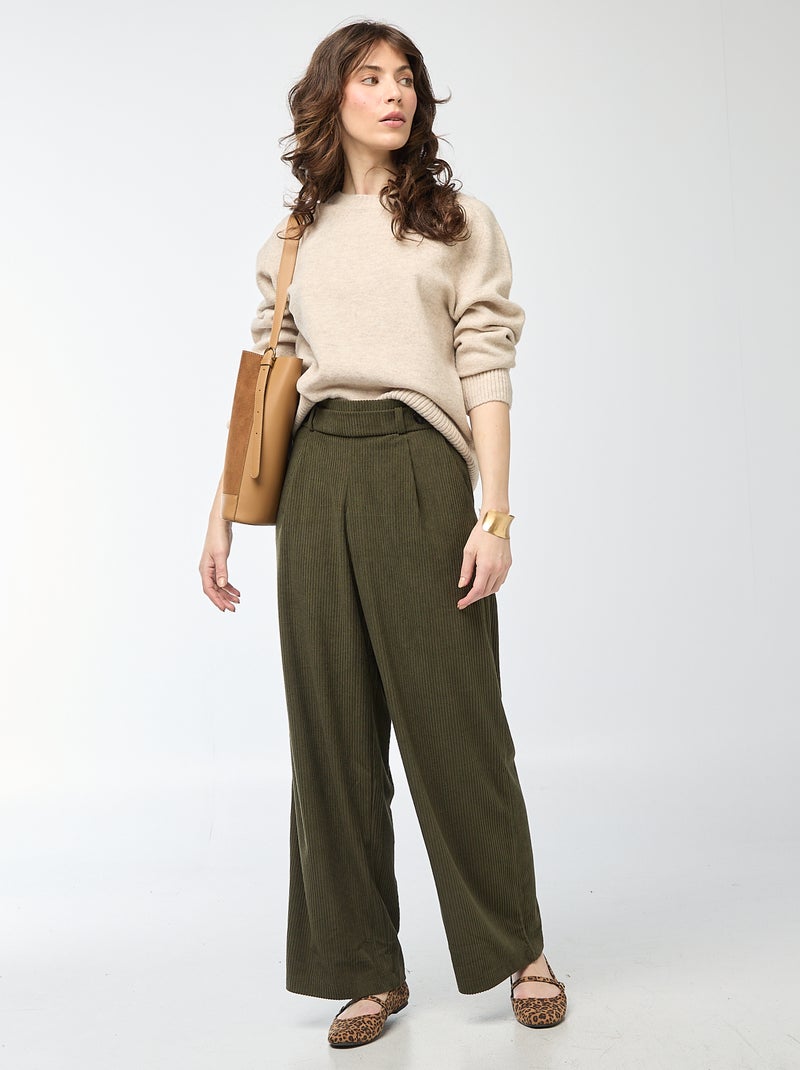 Jersey de punto grueso con cuello redondo Beige - Kiabi