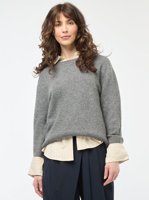 Jersey de punto grueso con cuello redondo - Kiabi