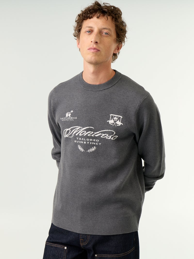 Jersey de punto grueso con cuello redondo Gris - Kiabi