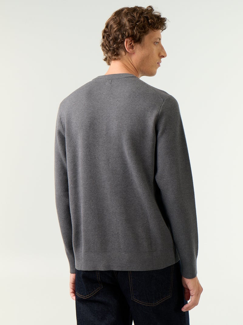 Jersey de punto grueso con cuello redondo Gris - Kiabi