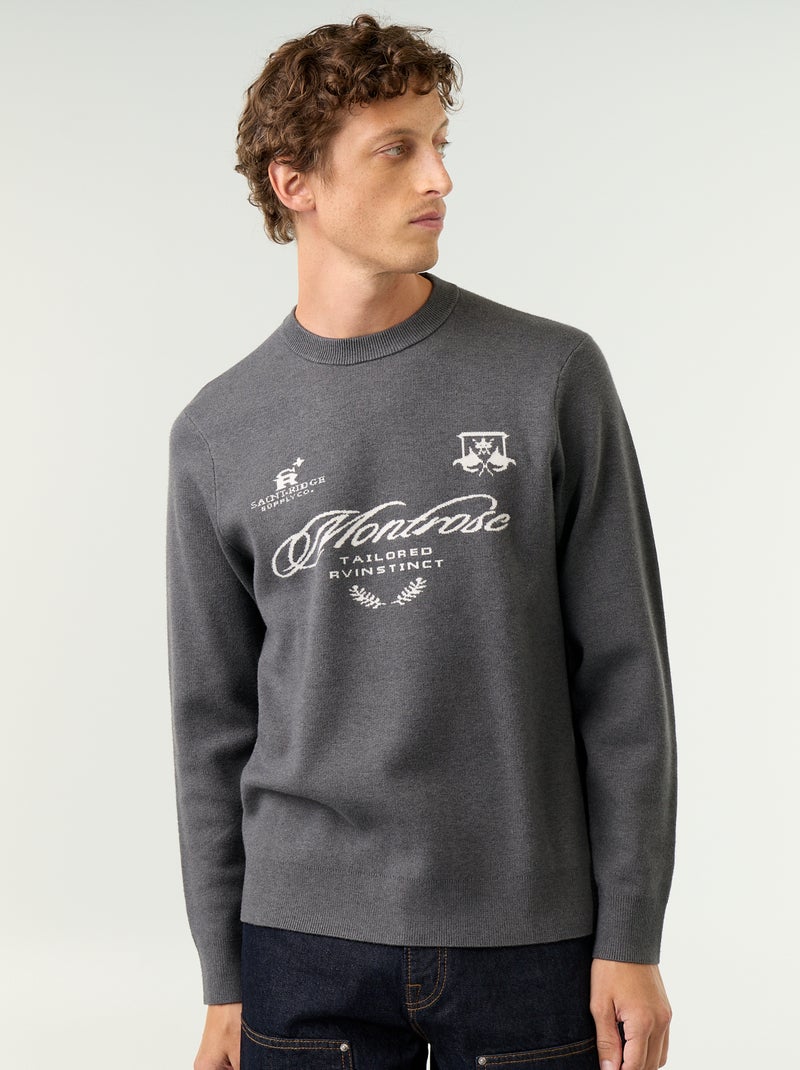 Jersey de punto grueso con cuello redondo Gris - Kiabi