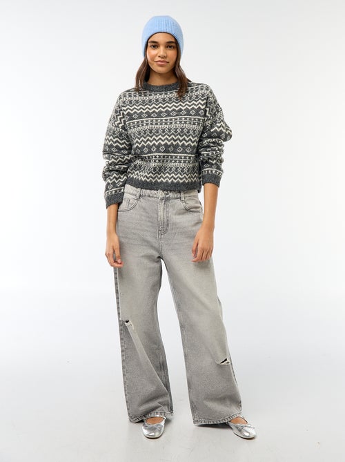 Jersey de punto grueso con cuello redondo - Kiabi