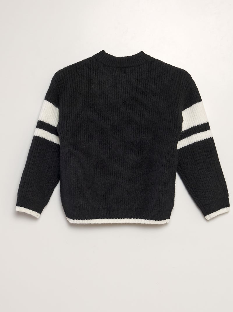 Jersey de punto grueso con cuello redondo NEGRO - Kiabi